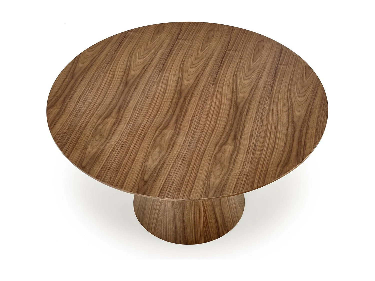 Mesa redonda de chapa de madera de 136 cm con pata central Carmela