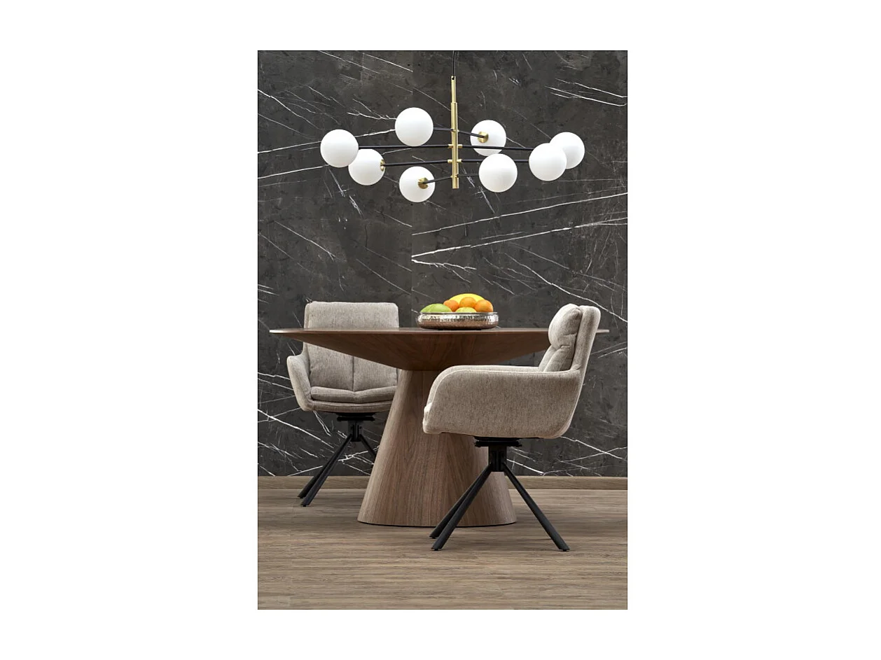 Mesa redonda de chapa de madera de 136 cm con pata central Carmela