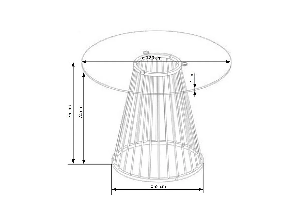 Mesa de comedor redonda con tapa de cristal y pata central de acero dorado Cambridge