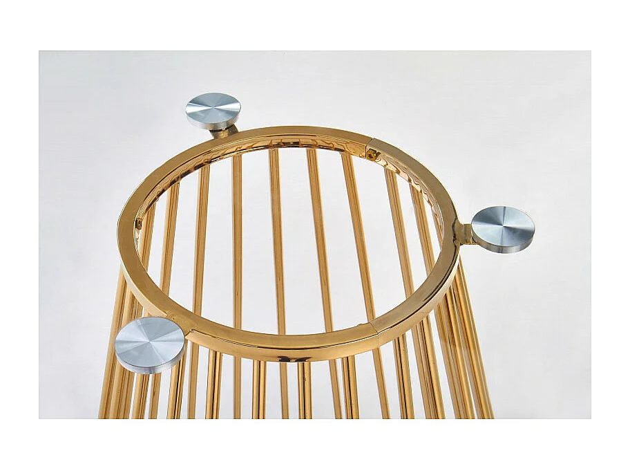 Table de salle à manger ronde avec plateau en verre et pied central en acier doré Cambridge