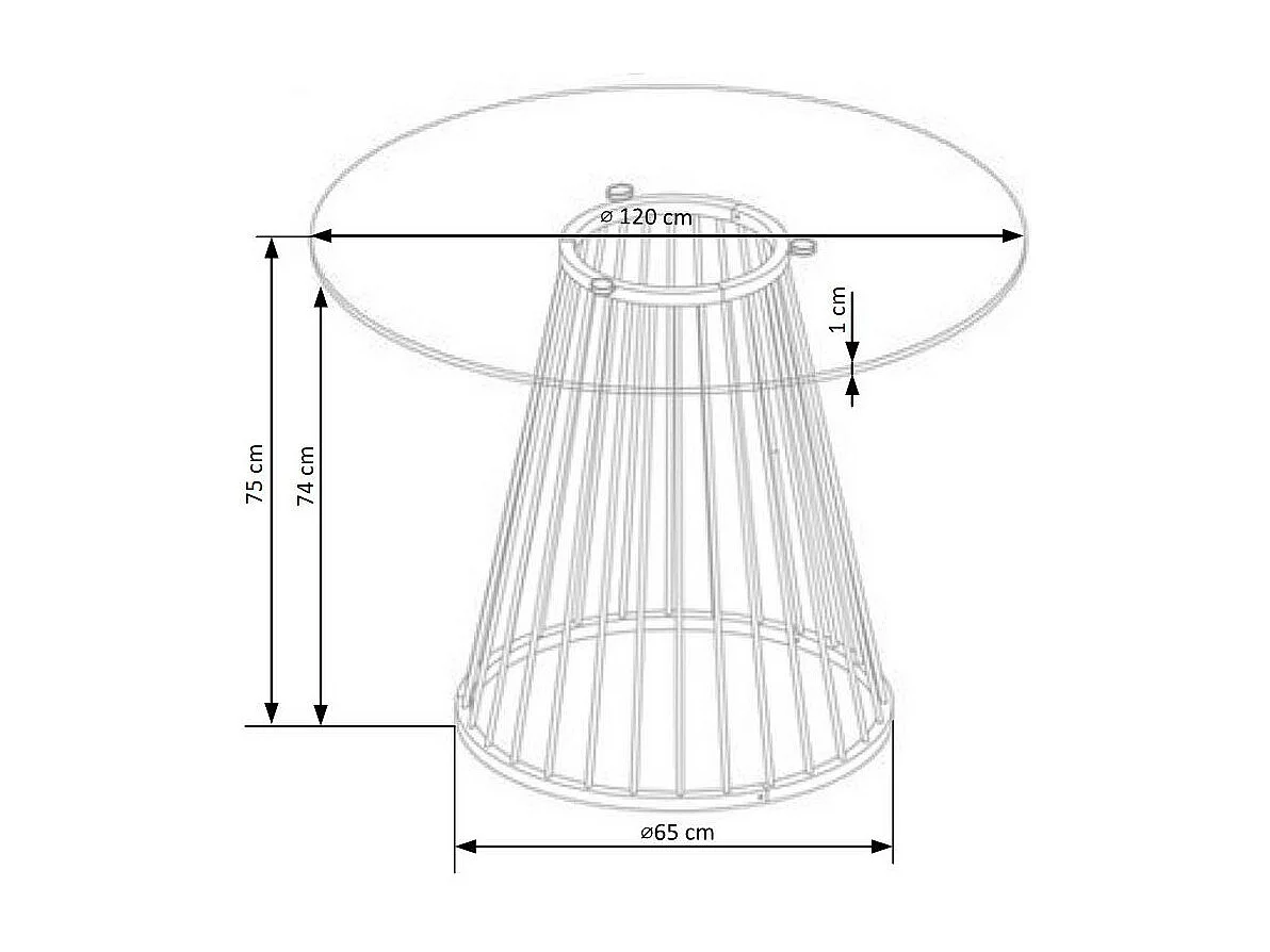Table de salle à manger ronde avec plateau en verre et pied central en acier doré Cambridge