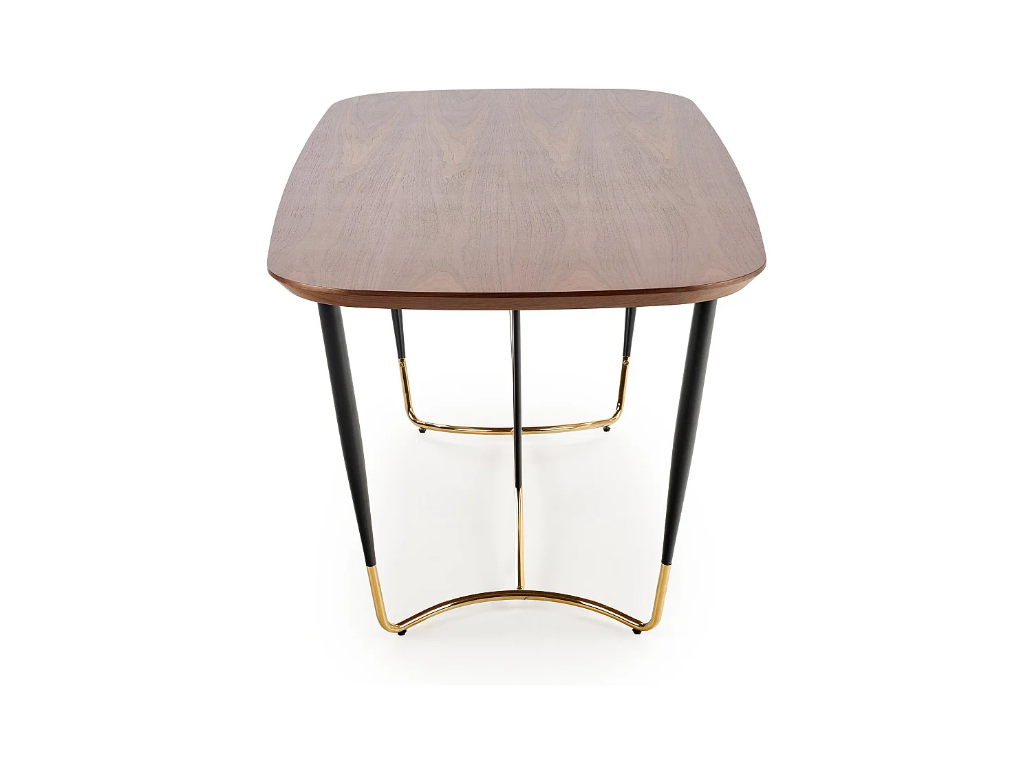 Table à manger avec placage naturel noyer et pieds dorés Brighton