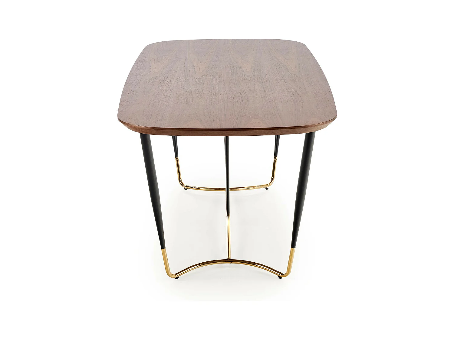 Table à manger avec placage naturel noyer et pieds dorés Brighton