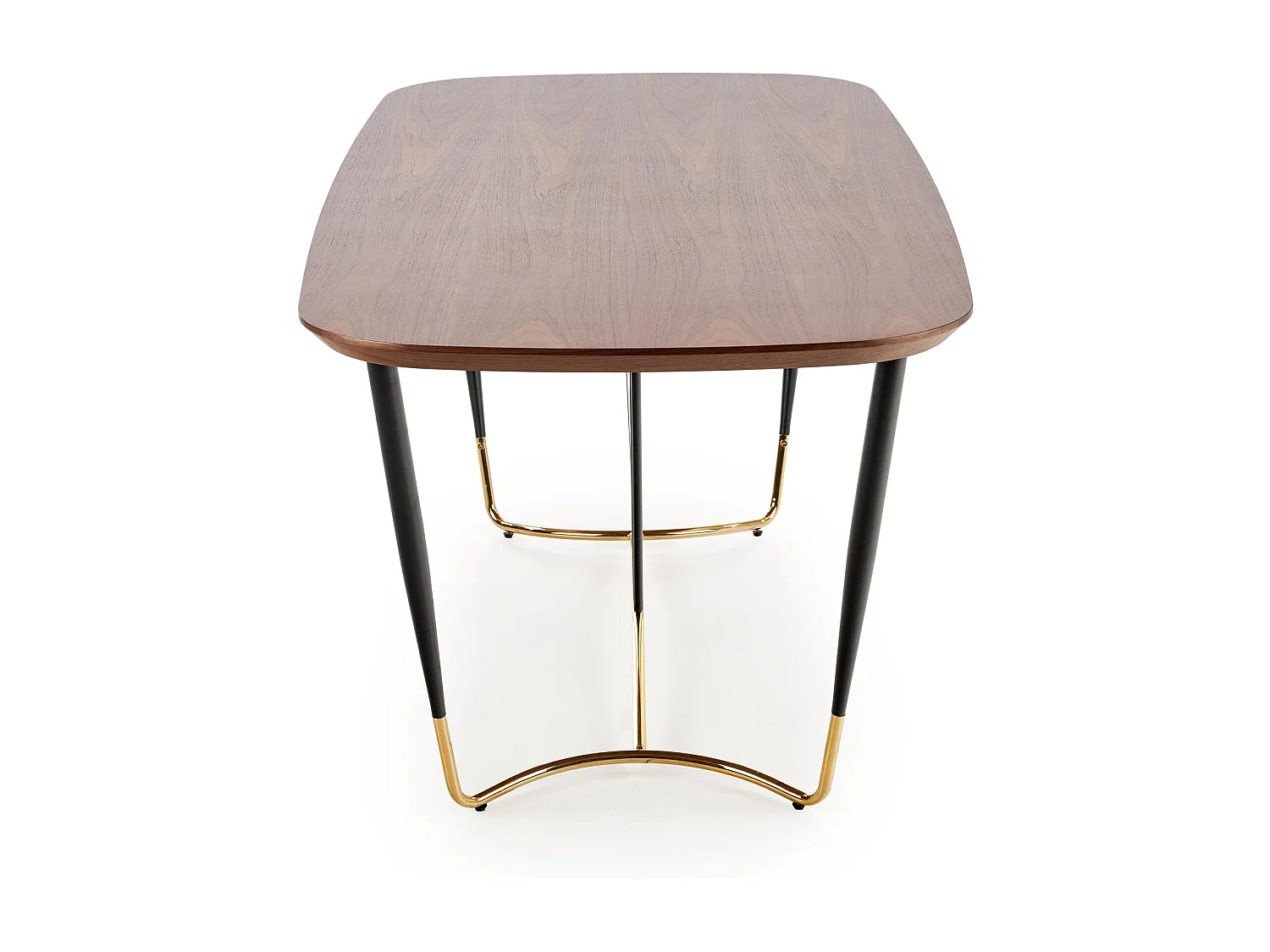 Table à manger avec placage naturel noyer et pieds dorés Brighton