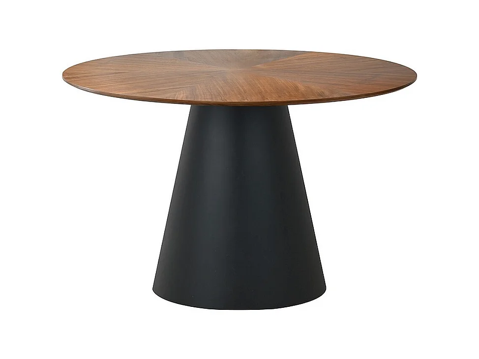 Table de salle à manger ronde 120 cm aspect noyer et noir mat Lindsay