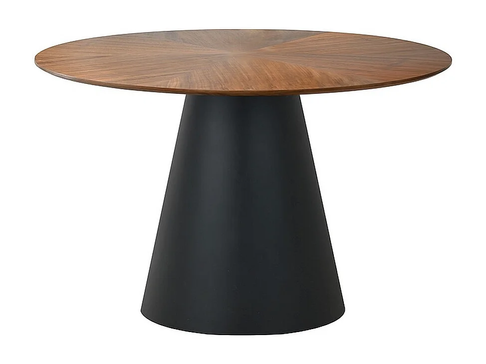Table de salle à manger ronde 120 cm aspect noyer et noir mat Lindsay