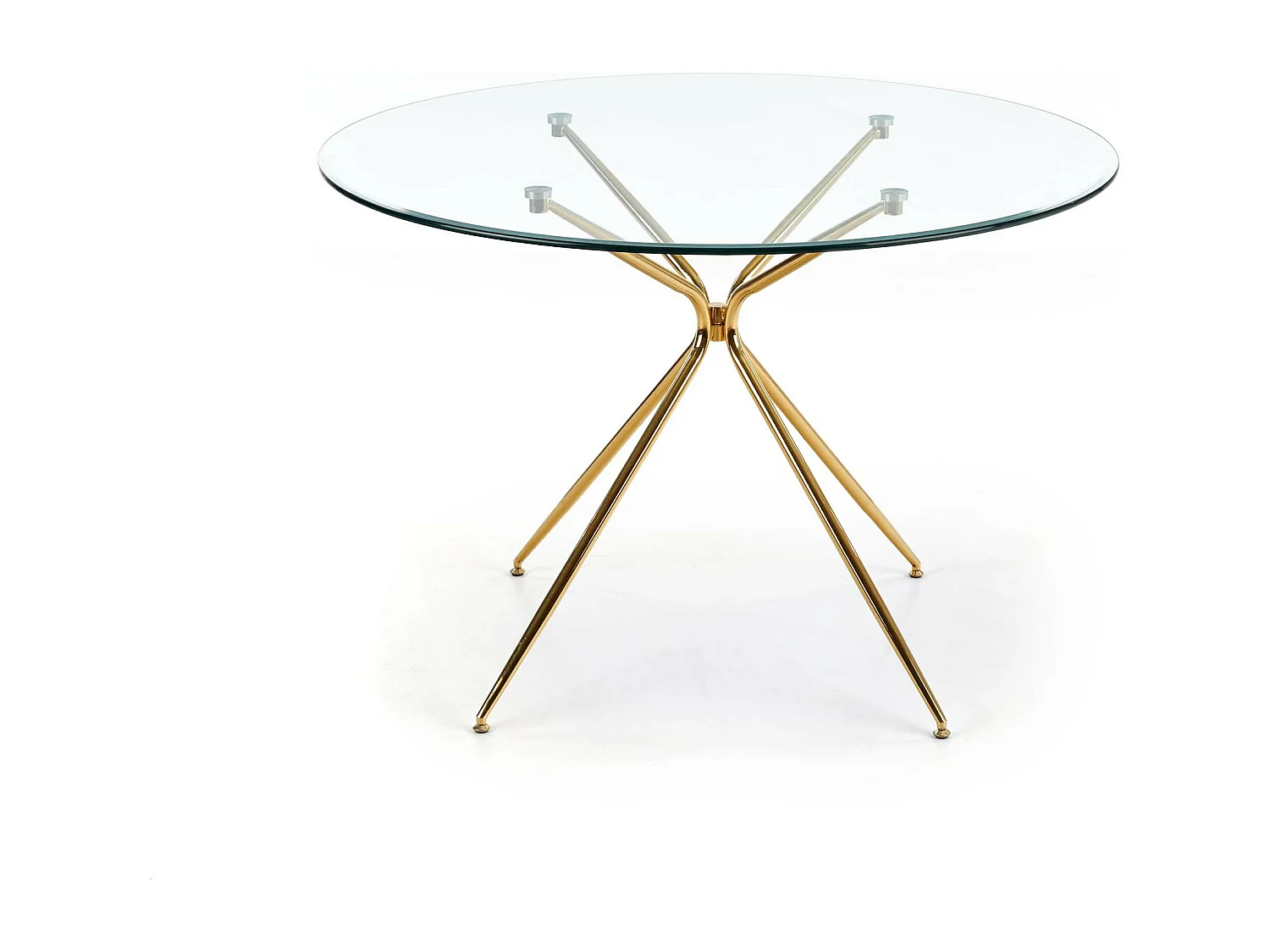 Table de salle à manger ronde avec plateau verre de 110cm et pied métal doré Around