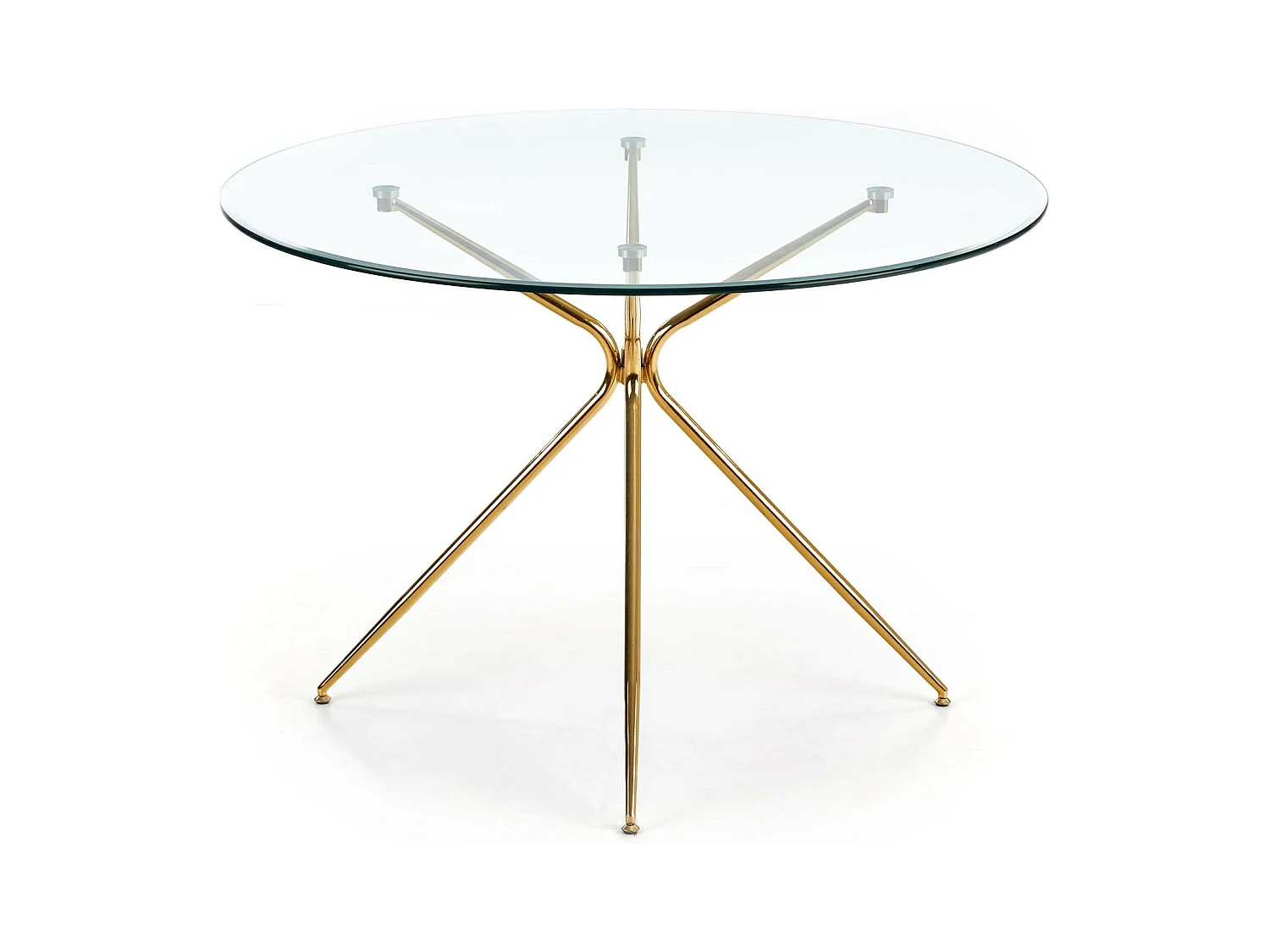 Table de salle à manger ronde avec plateau verre de 110cm et pied métal doré Around