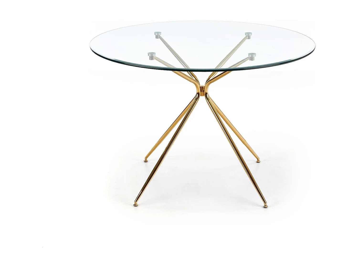 Table de salle à manger ronde avec plateau verre de 110cm et pied métal doré Around