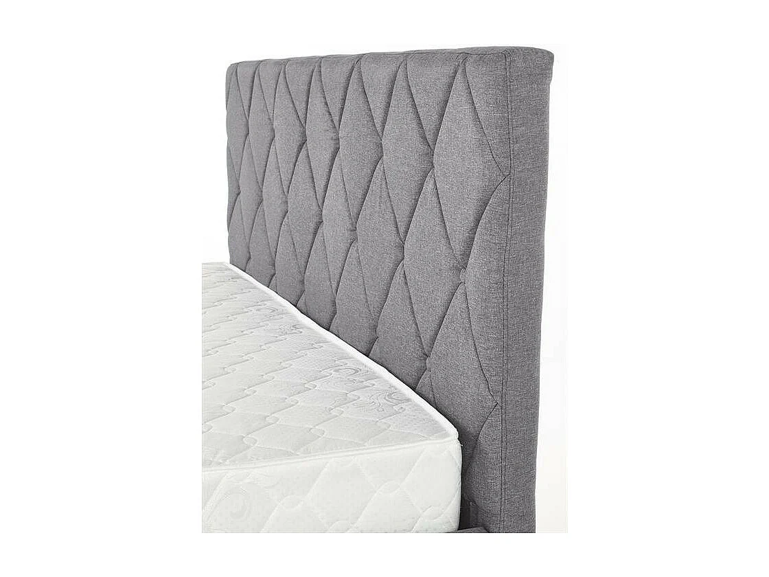 Lit tissu gris tête capitonnée et 4 tiroirs 160x200cm avec sommier Tina