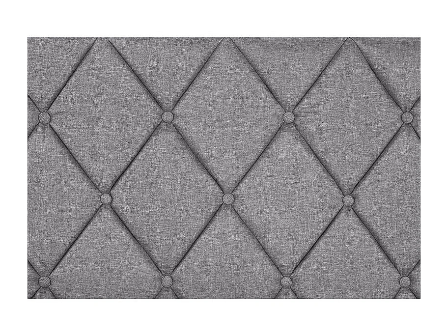 Lit tissu gris tête capitonnée et 4 tiroirs 160x200cm avec sommier Tina