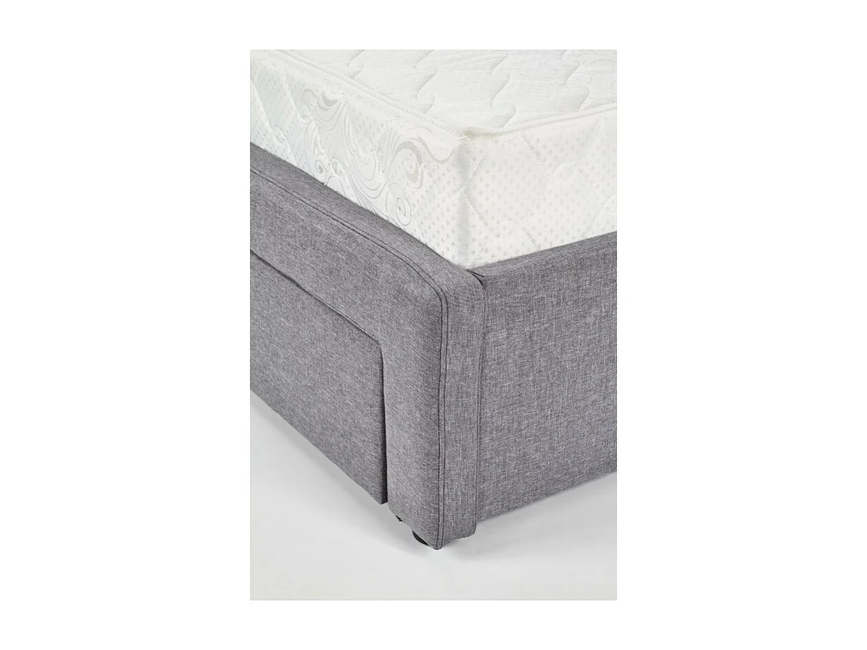 Lit tissu gris tête capitonnée et 4 tiroirs 160x200cm avec sommier Tina