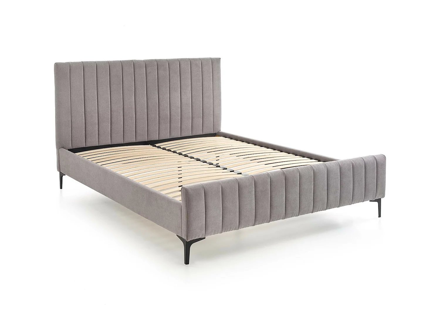 Lit deux personnes en tissu gris 160 x 200 cm BREVAL