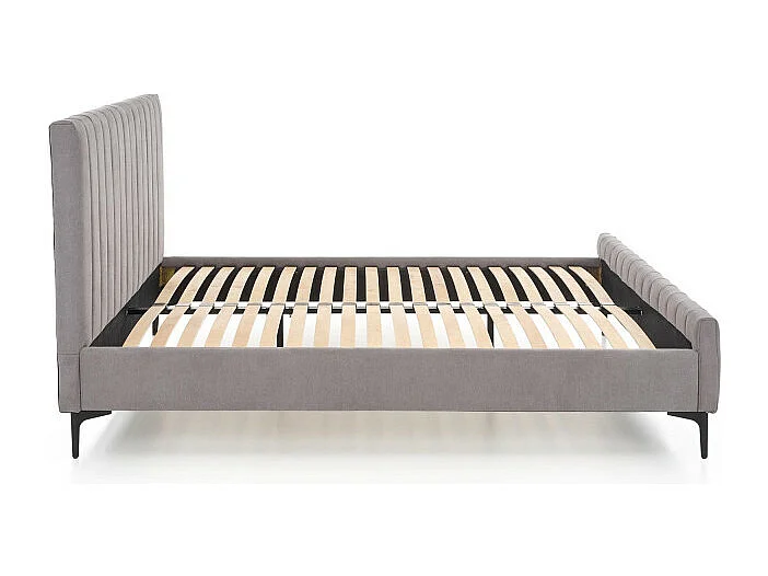 Lit deux personnes en tissu gris 160 x 200 cm BREVAL