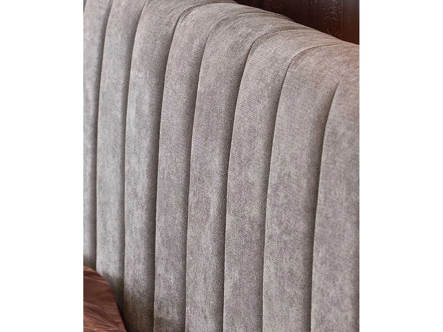 Lit deux personnes en tissu gris 160 x 200 cm BREVAL