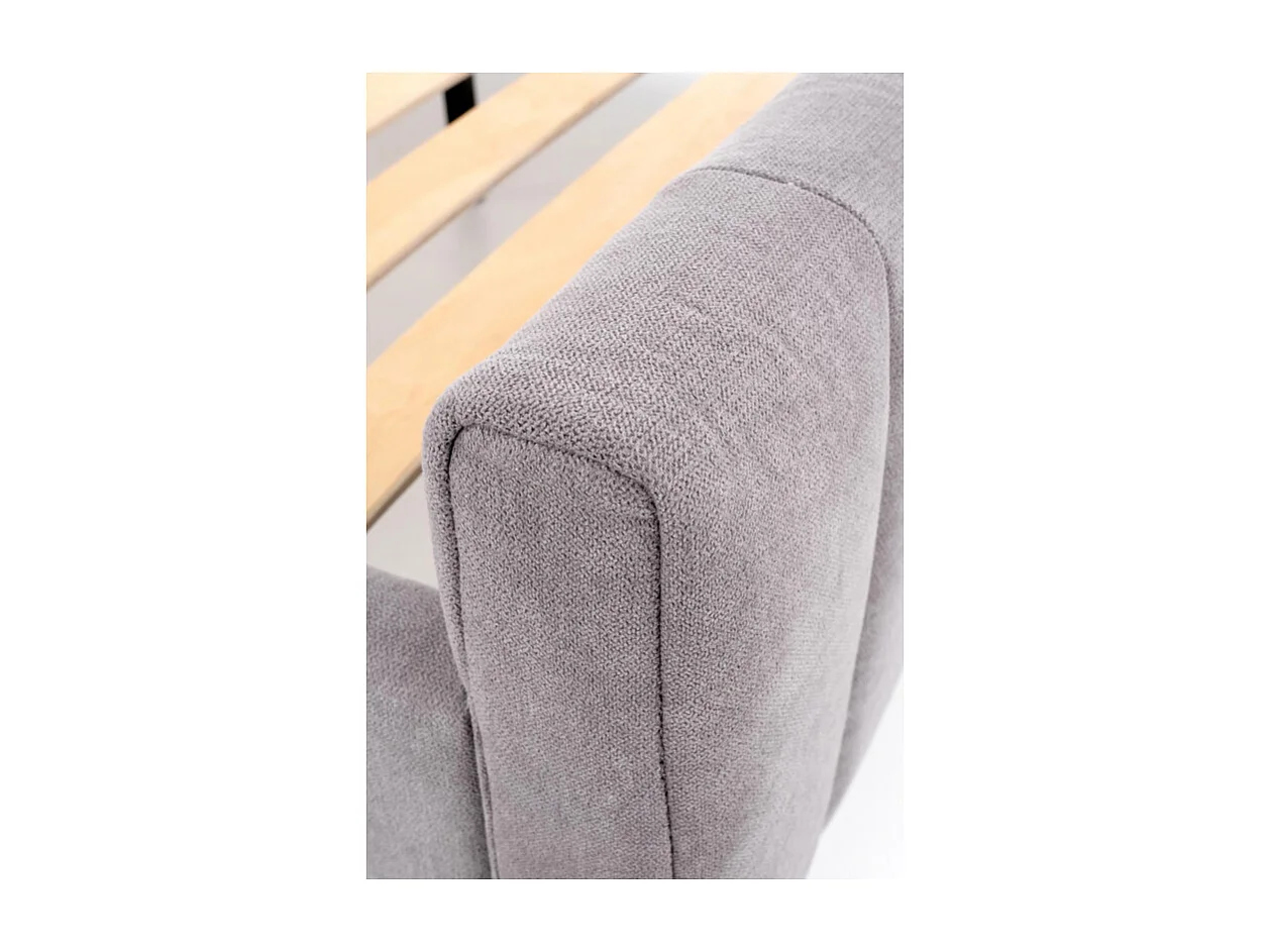 Lit deux personnes en tissu gris 160 x 200 cm BREVAL