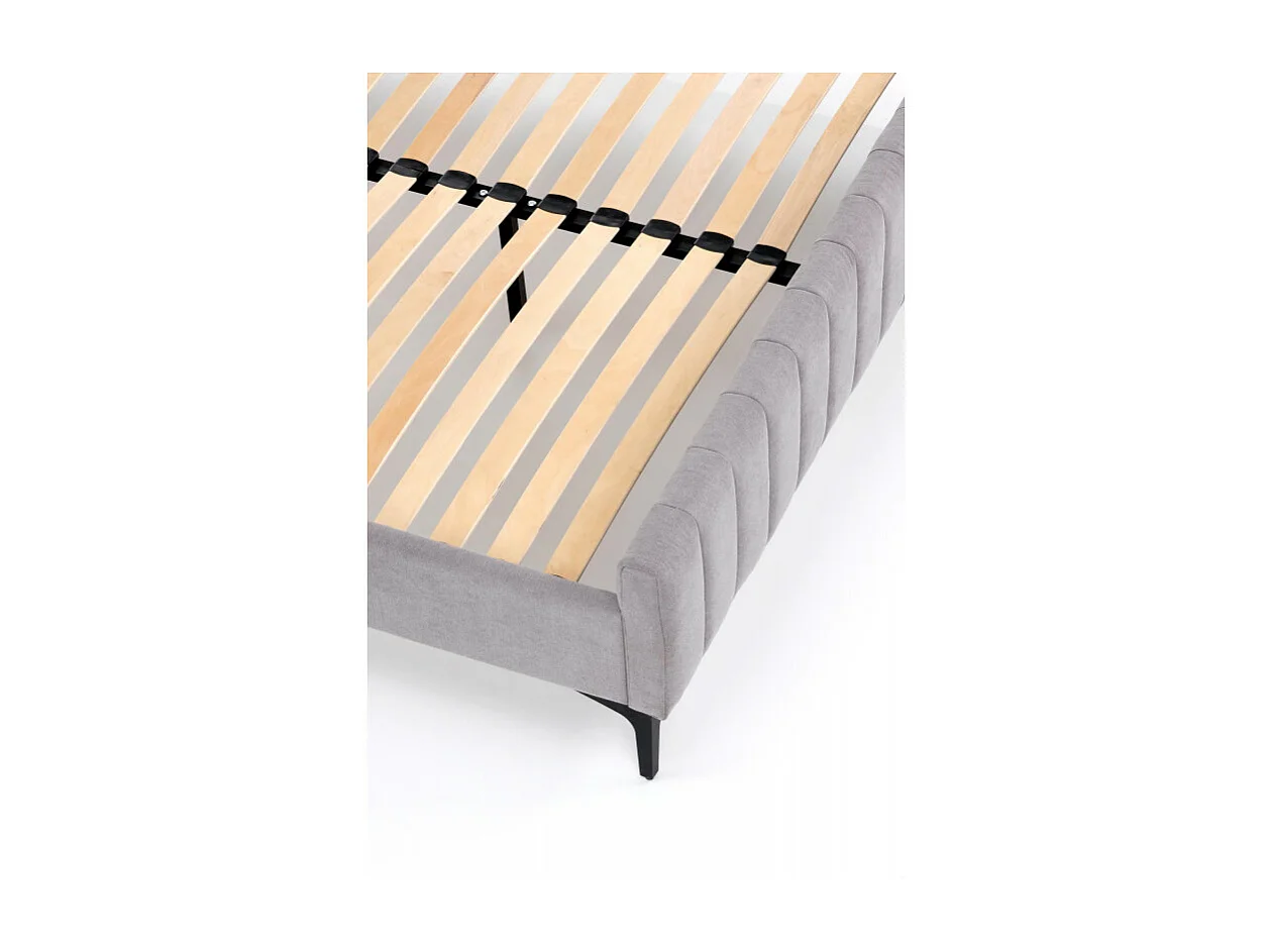 Lit deux personnes en tissu gris 160 x 200 cm BREVAL