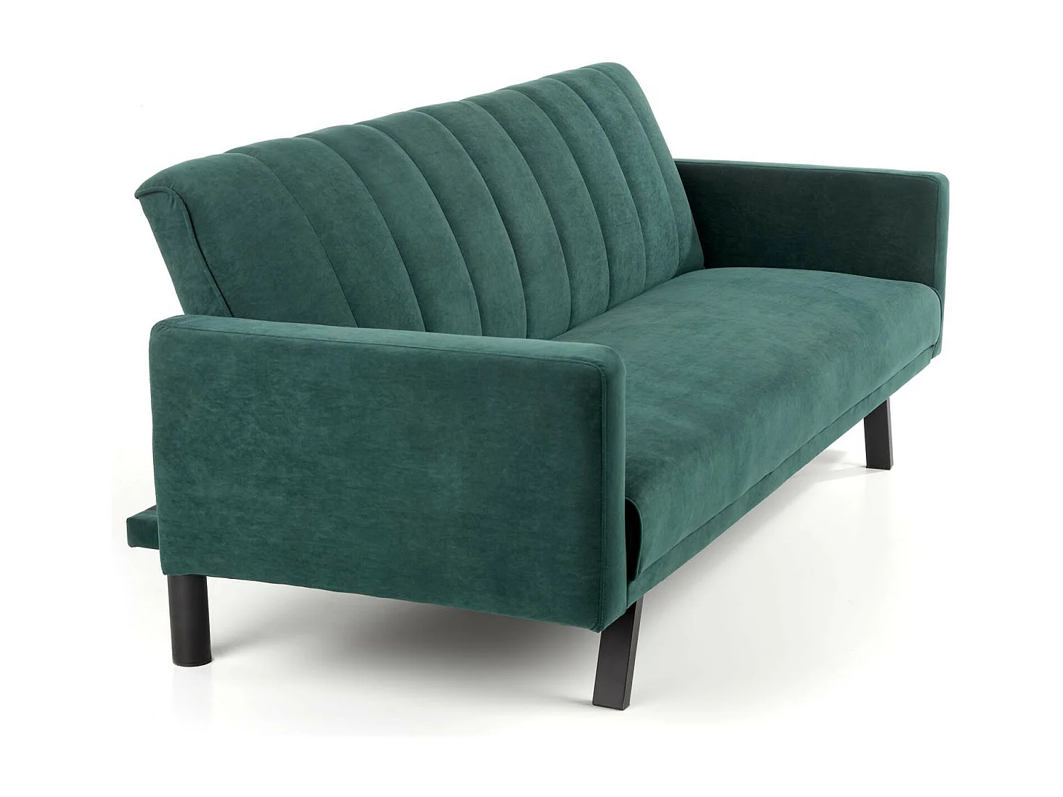 Divano letto in velluto verde con gambe in metallo IBIS