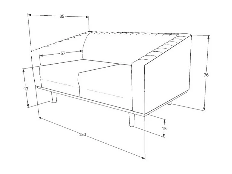 Divano design in velluto grigio 150 cm Golt