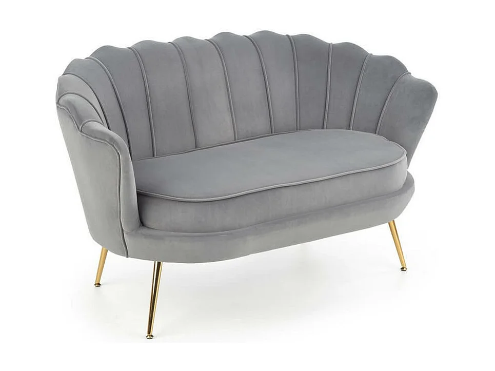 Divano in velluto grigio con gambe in metallo dorato CAPRICA XL