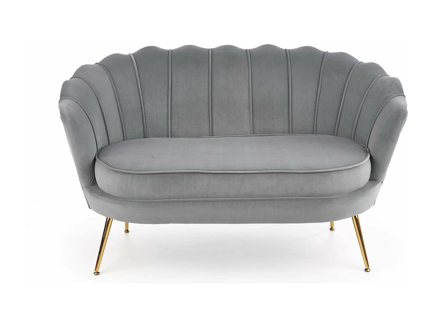 Divano in velluto grigio con gambe in metallo dorato CAPRICA XL