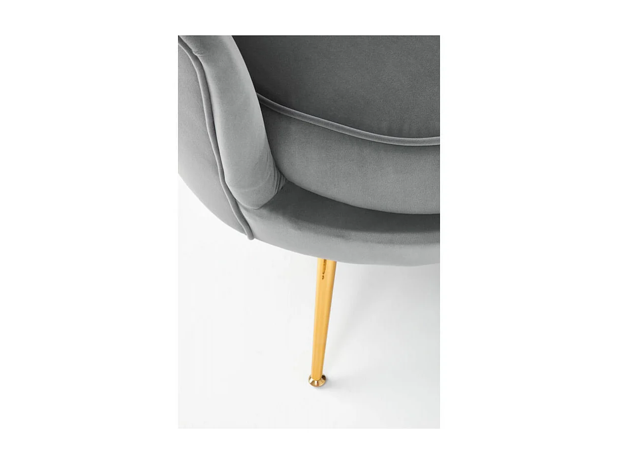 Divano in velluto grigio con gambe in metallo dorato CAPRICA XL