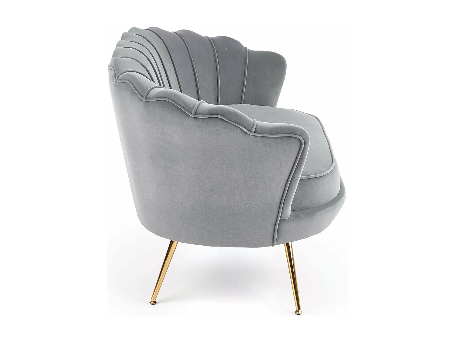 Canapé en velours gris avec pieds dorés en métal CAPRICA XL