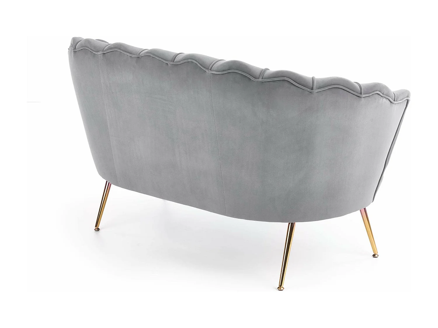 Canapé en velours gris avec pieds dorés en métal CAPRICA XL