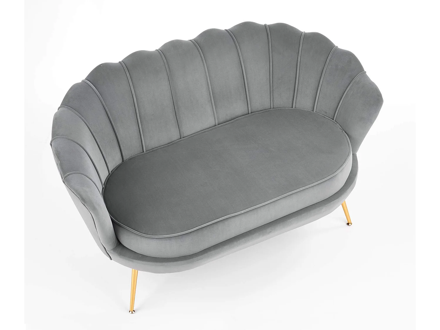 Canapé en velours gris avec pieds dorés en métal CAPRICA XL