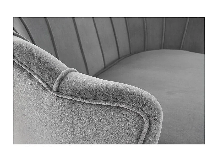 Canapé en velours gris avec pieds dorés en métal CAPRICA XL