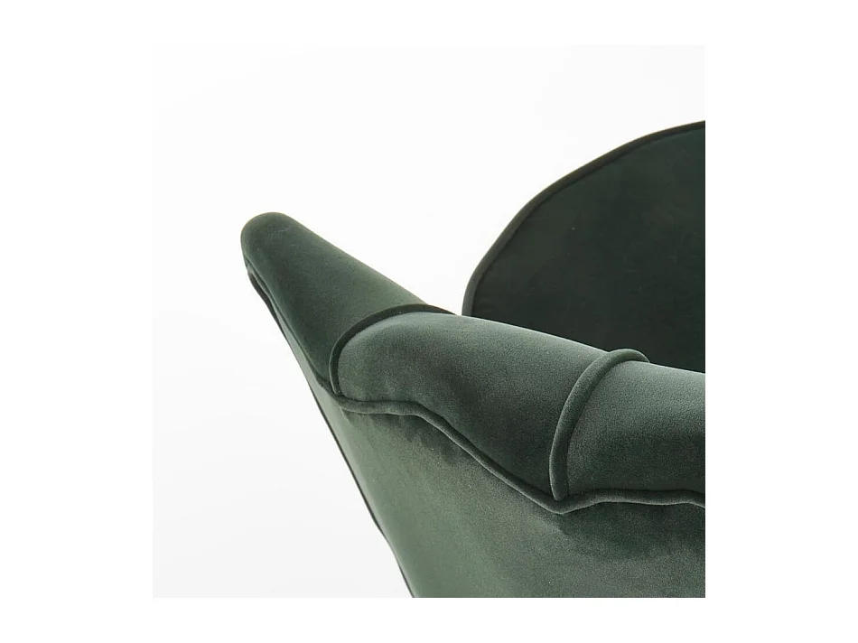 Sillón Shell de terciopelo verde oscuro con patas doradas CAPRICA