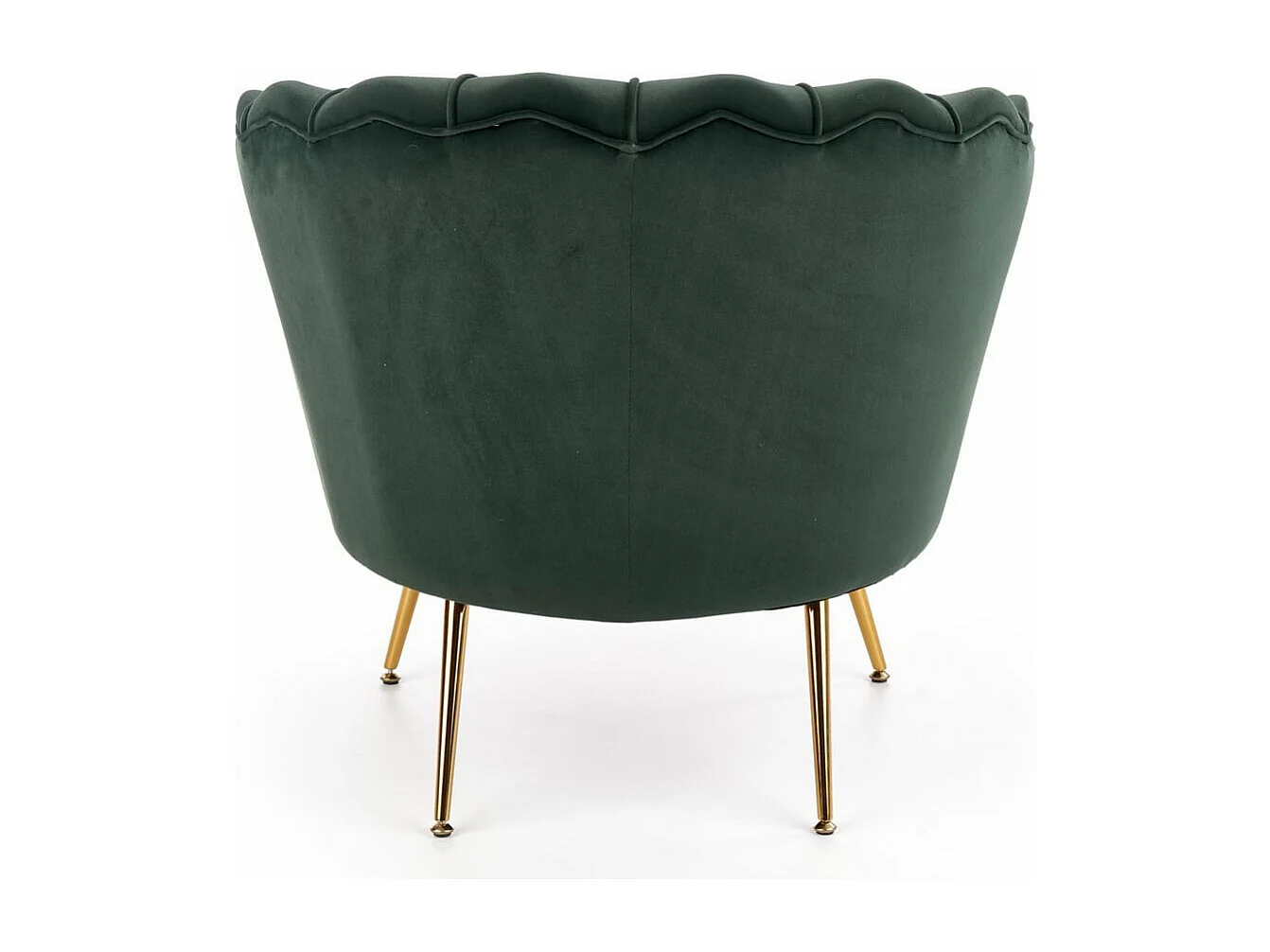 Fauteuil Coquillage en velours vert foncé avec pieds dorés CAPRICA