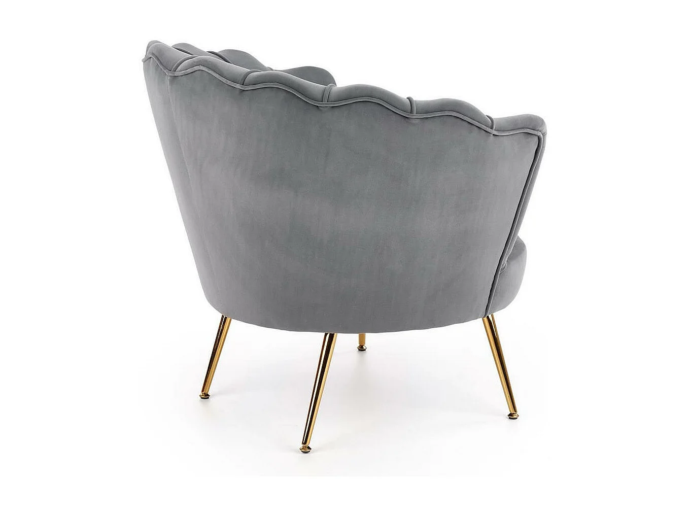 Fauteuil Coquillage en velours gris avec pieds dorés CAPRICA