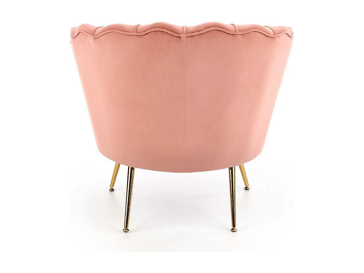 Fauteuil Coquillage en velours rose avec pieds en métal CAPRICA