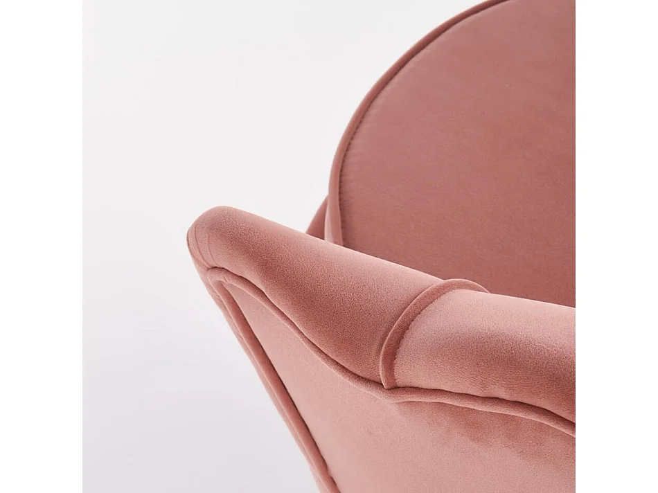 Fauteuil Coquillage en velours rose avec pieds en métal CAPRICA