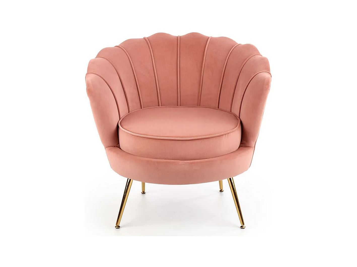 Fauteuil Coquillage en velours rose avec pieds en métal CAPRICA
