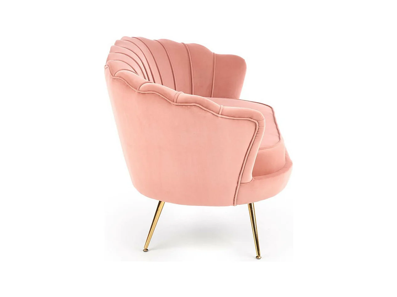 Sillón Shell de terciopelo rosa con patas de metal CAPRICA
