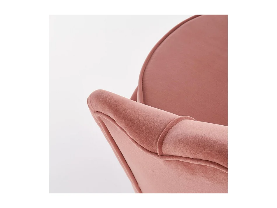 Sillón Shell de terciopelo rosa con patas de metal CAPRICA