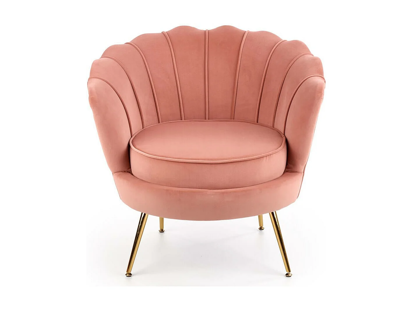 Fauteuil Coquillage en velours rose avec pieds en métal CAPRICA