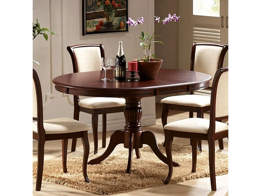Table à manger extensible 106-141 cm couleur noyer avec pied central Ade