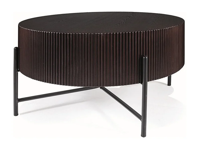 Mesa de centro redonda de diseño de 80 cm con patas de metal negro Selma