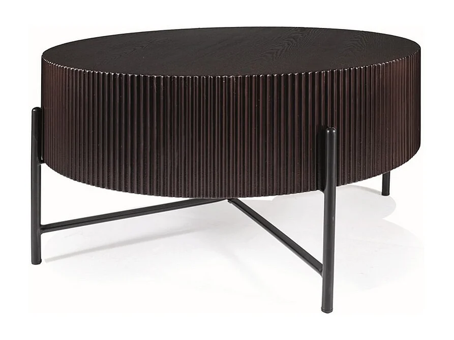 Tavolino rotondo di design da 80 cm con gambe in metallo nero Selma