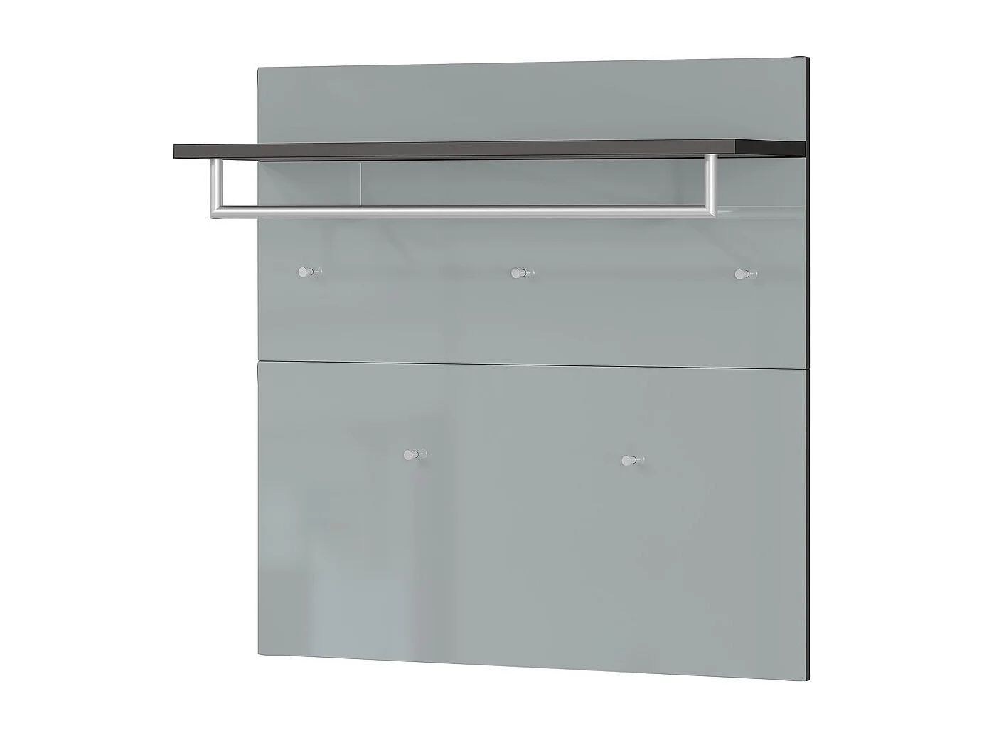 Armario de pared de diseño de cristal gris 5 ganchos 1 armario Artom