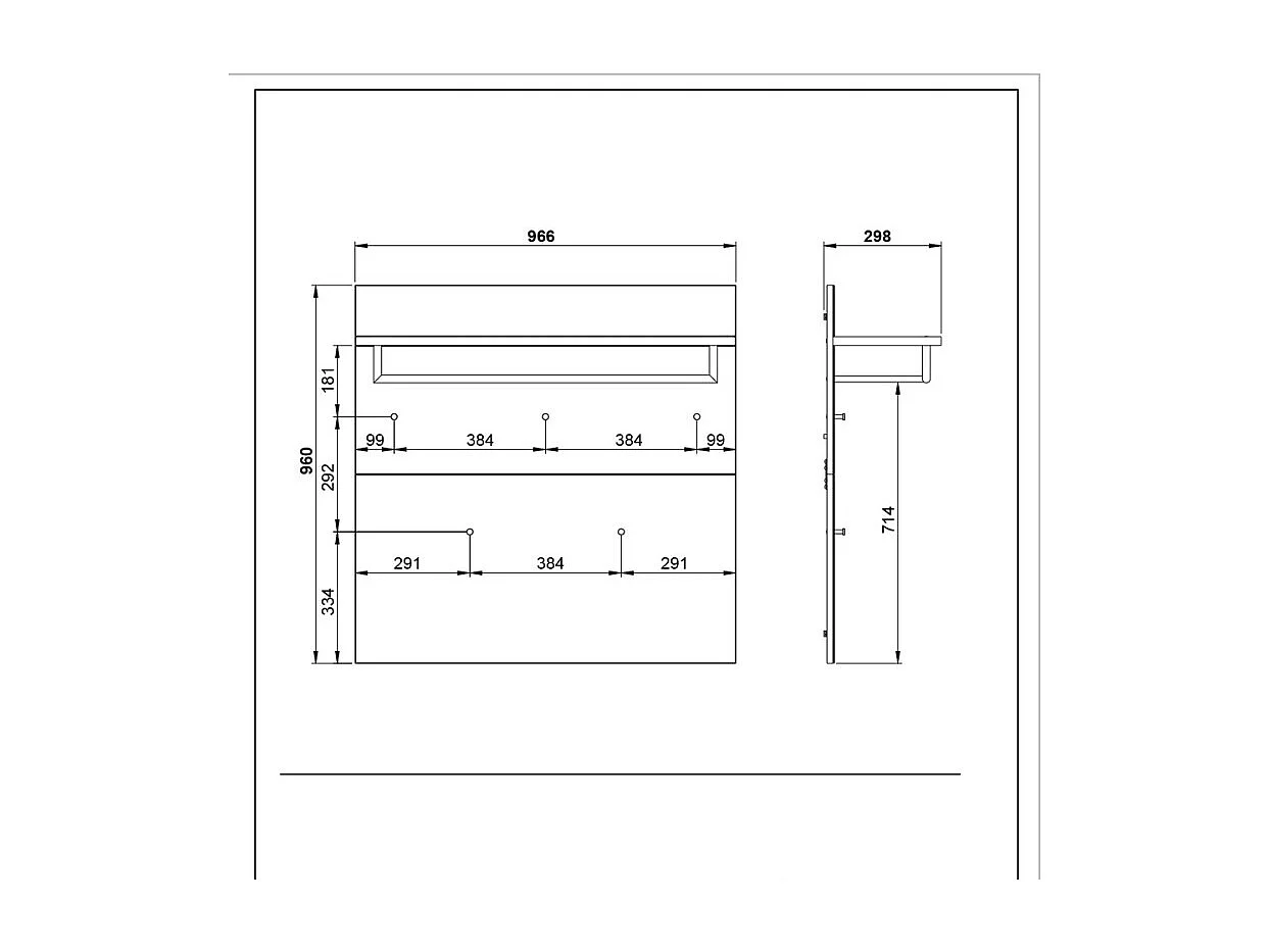 Armario de pared de diseño de cristal gris 5 ganchos 1 armario Artom
