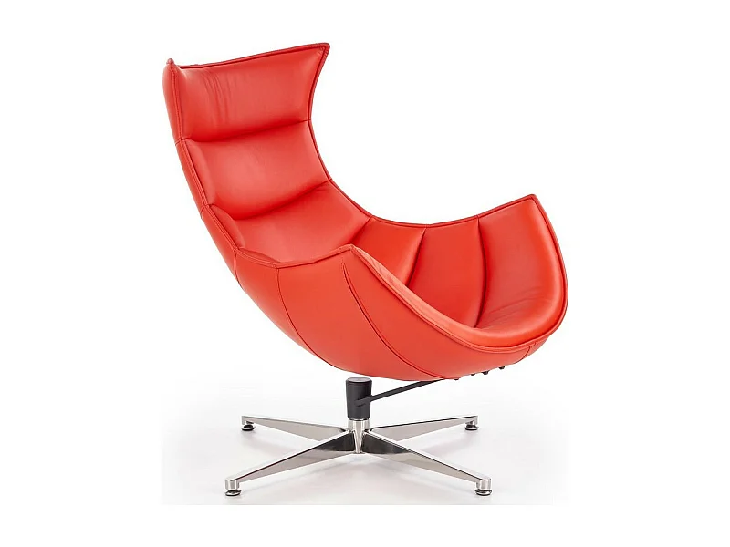 Sillón giratorio de diseño Oliver rojo con base de acero inoxidable