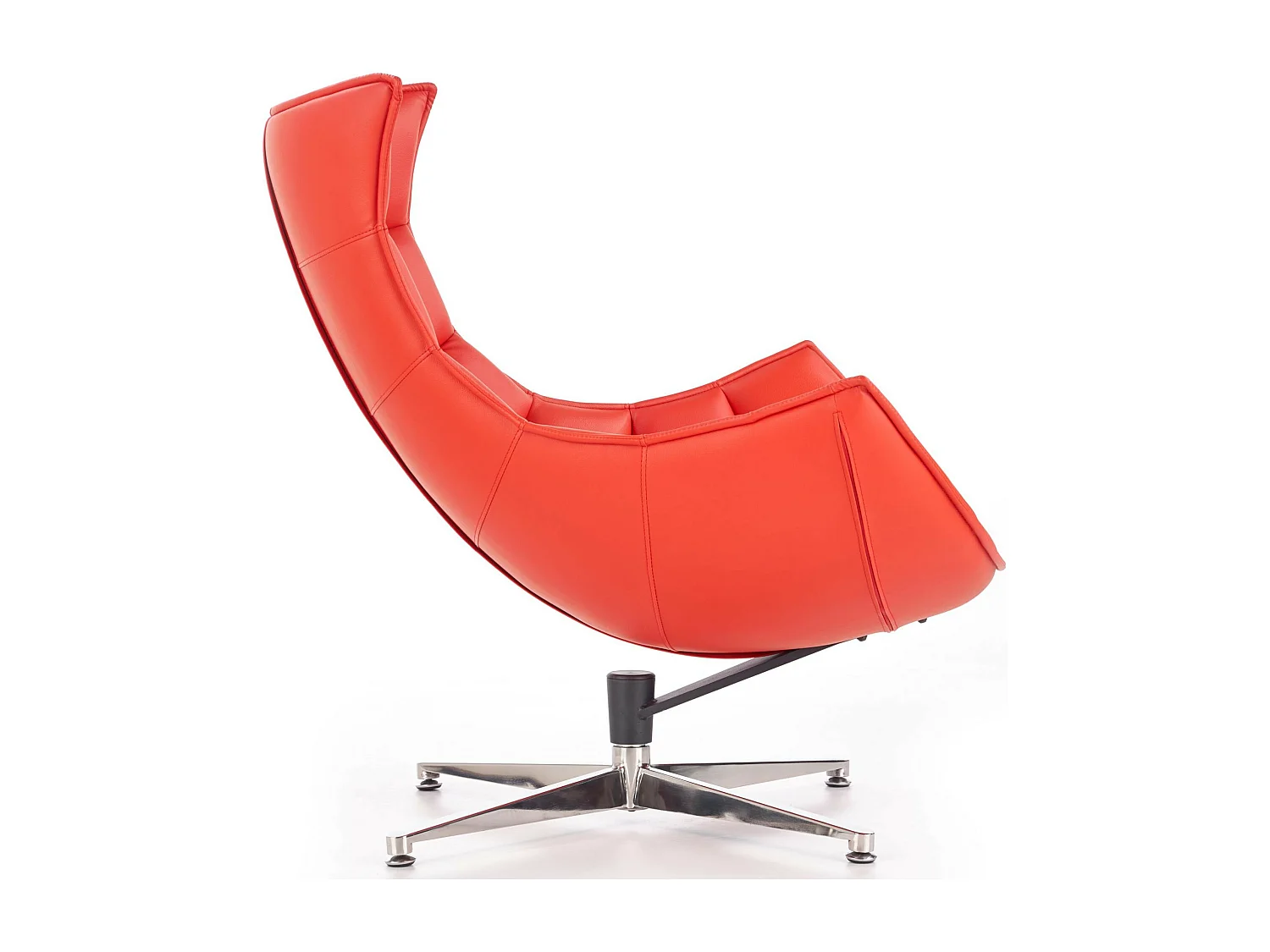 Sillón giratorio de diseño Oliver rojo con base de acero inoxidable