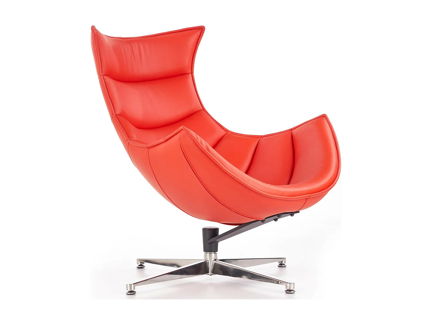 Sillón giratorio de diseño Oliver rojo con base de acero inoxidable