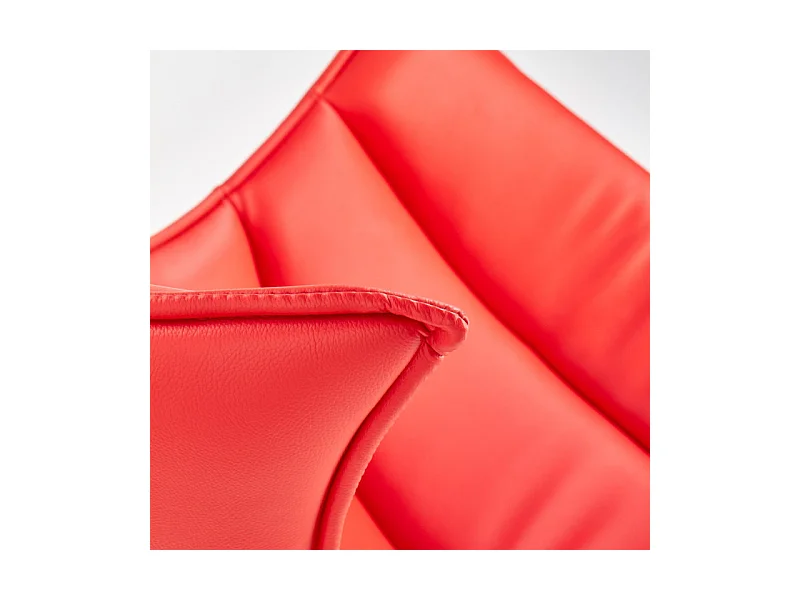 Sillón giratorio de diseño Oliver rojo con base de acero inoxidable