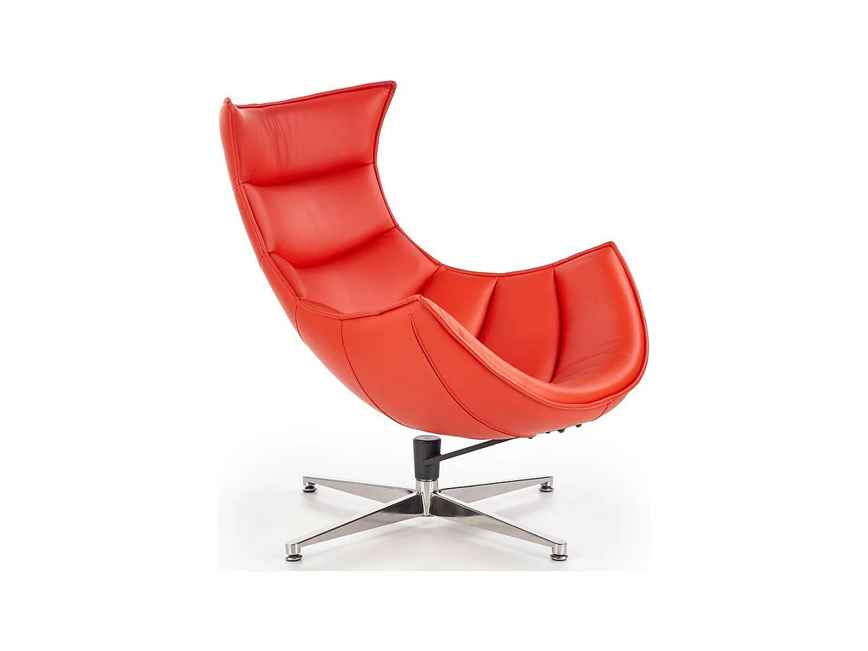 Fauteuil design pivotant rouge avec piètement en acier inoxydable Oliver