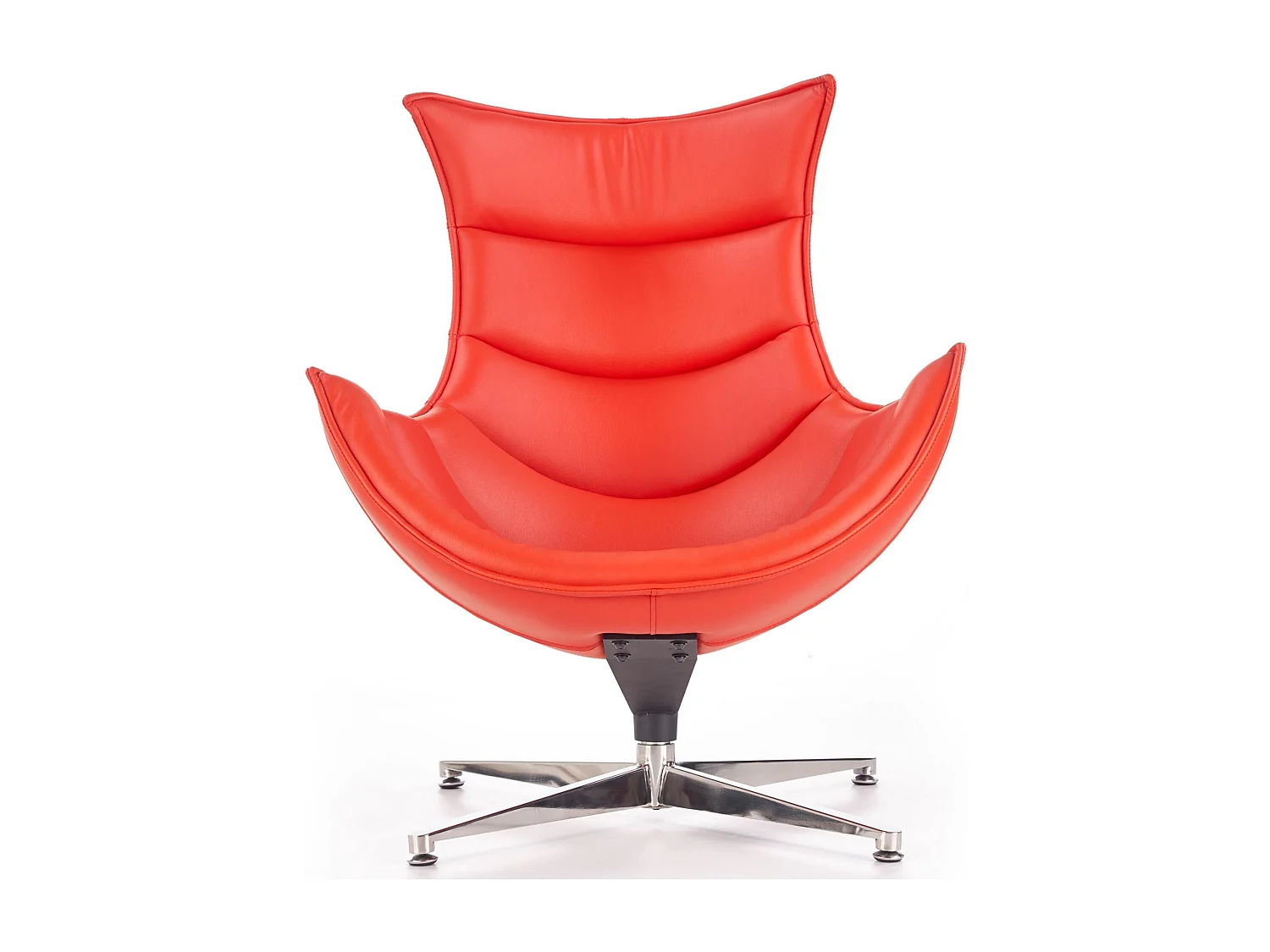 Fauteuil design pivotant rouge avec piètement en acier inoxydable Oliver